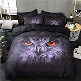 Qiwagu Bettwäsche 135x200 Retro, Bettwäsche-Sets Eule aus Weiche Atmungsaktiv Microfaser, Bügelfrei Wendebettwäsche Bettbezug 135 x 200 und 1 Kissenbezug 80x80 cm, Z36