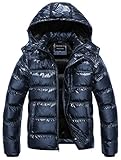 CREATMO US Herren Puffer Jacke Wasserdicht Winter Parka Jacke Warm Dicker Skimantel, Blau glänzend, M