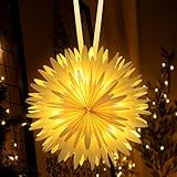 Kssvzz 45cm Weihnachtsstern Beleuchtet, 3D Papierstern zum Aufhängen mit Beleuchtung, Weihnachtsdeko Fenster Innen