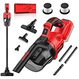 LDHTHOPI Akku Staubsauger für Makita 18V,20000 Pa Starke Saugleistung,1,28 kg Leichter Staubsauger mit HEPA-Filter,Handstaubsauger mit LED-Licht Für Teppich,Hartboden,Möbel,Auto (Ohne Akku) Rot