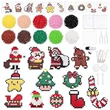 JelyArt 10000+ Stück Bügelperlen Weihnachten Set, 5mm Steckperlen mit 12 Weihnachtsmotiven, inkl. 2 Steckplatten, Bügelfolien, Schlüsselanhänger & Bastelzubehör – Kreatives DIY Perlen Set für Kinde