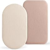 Susurration Musselin Stubenwagen Spannbettlaken 2er Set,100% Baumwolle Bettlaken Kinderwagen Matratzenschoner Spannbettlaken für Kinderwagen 90x50cm (Sandig)