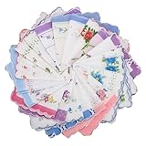 EEEKit Stoff Taschentücher, Damen Taschentücher, 20 Stück Baumwolltaschentücher mit Motiv Wellenkante für Hochzeit Geschenke, 28 x 28 cm