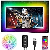 4M LED TV Hintergrundbeleuchtung,RGB LED Strip mit APP-Steuerung, Farbwechselnde USB Streifen für 40-70 Zoll TV/PC, Flexibel Selbstklebend Beleuchtungslichtleiste für Schränke,Treppen,Party,DIY