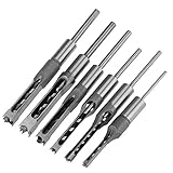 6 Stück Vierkantlochbohrer Stemmeisen Meißel-Set, Stemmeisen-Bit-Set für Holzbearbeitung, Stemmeisen, 6 Größe (6,35 mm, 8 mm, 9,5 mm, 12,7 mm, 14 mm, 16 mm)