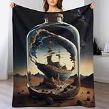 AAPZY Pirate Ship,Boot Decke Super Soft Flannel Fleece Überwurfdecken Für Bettwsche Sofa Schlafzimmer Decken Wohnzimmer Reisen Vier Jahreszeiten Wohndecke （130×180cm）