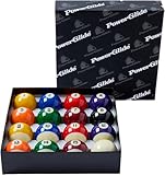 POWERGLIDE Billard-Set mit 16 Bällen, Punkte und Streifen, Turnier, 50,8 mm Durchmesser, mit 47,6 mm weißem Ball, verpackt, für Münztische
