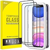 JETech Full Screen Schutzfolie für iPhone 11/XR 6,1 Zoll, Schwarzer Rand, Panzer Schutz Glas Folie Displayschutz mit Einfaches Installationswerkzeug, Hat Keinen Einfluss auf die Hülle, 3 Stück