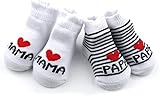 Distinct® Baby Baumwollsocken Süße Socken Ich liebe Mama + Ich liebe PaPa Neugeborenes Kleinkind jungen Mädchen Cotton kleine Söckchen (2 Paar)