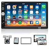 Autoradio 2 Din - Auto Stereo Bluetooth mit 7 Zoll Touchscreen, Multimedia Player Auto mit Rückfahrkamera, Fernbedienung, Unterstützt MirrorLink/FM Radio/USB/AUX/TF/SWC