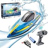 Mineup Ferngesteuertes Boot, 2,4 GHz RC Boot Mit LED-Licht, 15 KM/H Einstellbar Speedboot, Rennboot RC Für Kinder Erwachsene, Speedboot Ferngesteuert Für Kinder Ab 3 4 6 8 Jahre