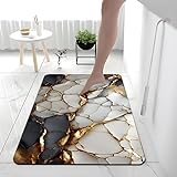 Badezimmerteppich 50X80Cm Steinmuster Badteppich rutschfest Waschbar,Duschvorleger Schnelltrocknend,Stein Badematte,Diatomite Stone Bath Mat,Super Absorbierende Badvorleger