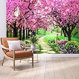 Peel And Stick Wallpaper 3D Waldstraßenlandschaft 400(W) X280(H) Cm Tapete Wandbilder Wohnzimmer Hotel Restaurant Halle Eingang Arbeitszimmer Hintergrund Selbstklebende Leinwand Wand-255230