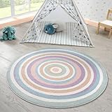 the carpet Beat Kids Moderner Weicher Kinderteppich, Weicher Flor, Pflegeleicht, Farbecht, Bunt, 160 cm Rund