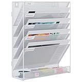 EasyPAG 6 Fächer Zusammensetzen Metall A4 Zeitschriftenhalter Wand Zeitschriften Wandhalter Aktenablage Dokumentenhalter Hängend Magazin Organizer Flyerständer Prospektspender,Weiß