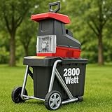 ONBEST Häcksler Garten – 2800 Watt Motor – 44 mm Schnittkapazität – 60 Liter Auffangbox – Selbsteinzug – Rücklauffunktion – inkl. Nachstopfer – Elektro Gartenhäcksler – Leisehäcksler für Holz