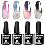 Allenbelle UV Nagellack Thermo Set 4 Farben Mit Geschenkbox,Gel Nagellack Farbwechsel Shellac Set Uv Gel Nail Art,Soak Off Uv Thermo Nagellac 101