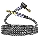 MOSWAG E Gitarren Kabel 3M, Elektrisches Instrumentenkabel, 90 Grad Bass AMP Cabel, 6,35mm TS Gitarrenverstärker Kabel Kompatibel Bassgitarre, Elektro, Bass, Verstärker