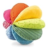 HABA Baby Regenbogenball – Greifball ab 6 Monaten mit Rassel, Knister- & Quietscheffekten – Fördert Motorik & Sinne – Geschenkidee für Jungen & Mädchen – 1003672001
