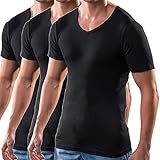 HERMKO 4880 3er Pack Herren Kurzarmshirt | V-Neck | 100% Bio-Baumwolle | Strapazierfähig, Größe:D 7 = EU XL, Farbe:schwarz