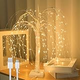 Esoes LED Lichterbaum, LED Baum Lichter mit 8 Modi Timer, 108 LED Baum Lampe, USB/Batteriebetrieben, Licht Warmweiß Verstellbare Äste Weihnachtsdeko für Wohnzimmer, Büro, Esszimmer, Innen Deko (Weiß)