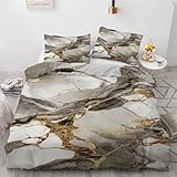 BSYYZQC Bettwäsche 200x200 Marmor Bettbezug Textur Bettwäsche-Sets Mikrofaser, 1 Bettbezüge und 2 Kissenbezüge 80x80 cm, Bettwaesche 3 Teilig Mit ReißVerschluss