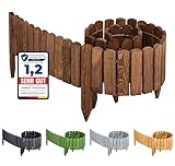 Garronda Beeteinfassung Holz Rollzaun Holzzaun 200 x 10 cm imprägniert Flexibler Rollborder Rasenkante Palisade Gartenzaun Umzäunung für Garten GD-0046 (Dunkelbraun, Höhe: 10 cm)