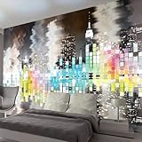 VwrxnchCoatx Benutzerdefinierte Wandbild Tapete 3D Stadt Nachtansicht Abstrakter Hintergrund Wanddekoration Wohnzimmer Wohnkultur-200X140Cm