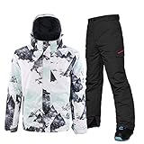 HOTIAN Herren Schneeanzug, Wasserdicht Winddicht Winter Warme Schnee Skifahren Sätze,für Wandern Klettern Isoliertes Snowboarden MOUTAIN BK L