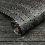 Livelynine Dicke Selbstklebende Tapete Holzoptik 3D Wandpaneele Holz Schwarz Holzpaneele Wand Selbstklebend Anthrazit Grau Tapeten Wohnzimmer Schlafzimmer Moderne Skandi Klebefolie Holzoptik 30CMx2M