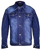 MDM Herren Motorradjacke Jeans Jacke mit Protektoren (DE/NL/SE/PL, Alphanumerisch, S, Regular, Regular, Dunkel Blau)