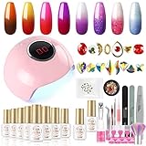 COSCELIA 8 Farben Thermo Nagellack Farbwechsel Gel Set mit 24W UV+LED Nagellampe UV Nagellack Chameleon Gel Polish Farbwechsel Gelnägel farben