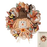 Herbstkränze für Haustür – Künstlicher -Türkranz, Herbstkränze, Herbsternte-Kranz, Bauernhaus, Vogelscheuche, Sonnenblumen, Türschild für , Wand, Fenster, Zuhause