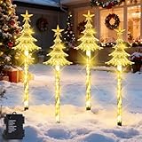 YeahBoom 4 Stück Acryl Weihnachtsbeleuchtung Außen,LED Gartenstecker Set,Weihnachtsdeko Outdoor,LED Gartenstecker Weihnachten,Wasserdicht Batterie,Weihnachtsdeko Aussen für Garten,Bäume,Terrasse