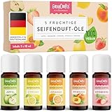 EasyCrafts® Seifenduftöl BIO - Seifen Duftöl Set aus 5 x 10 ml fruchtige Düfte zum Seife selber machen Set - Geeignet für die Seifenherstellung mit Glycerinseife & Shea-Butter - Vegan Made in Germany