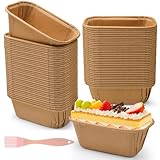 Furuising 100 Stück Kastenformen aus Papier, 8 x 4 x 4cm Kastenform Kuchen, Rechteckig Papierbackform Brotbackform mit Pinsel für Kuchen Brot Muffins Desser