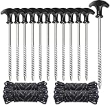 Zelt Heringe 12 Zeltheringe Erdnägel Camping Schraubheringe Zeltschnur für Harte Böden Garten, Camping, Angeln und Zelten Harte Böden Heringe Stark Zeltheringe zum Schrauben Sandheringe 2025 (12 STK)