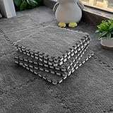 10 Stück Plüsch-Puzzle-Schaumstoff-Bodenmatte, Ineinandergreifende Teppichfliesen, Baby-Spielmatte, Kurze Weiche Kletterteppichmatten aus Korallenvlies für den Zimmerboden, 31 X