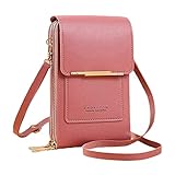 Handy Gürtel Taschen Multifunktionale Einzelschulter-Touchscreen-Handy-Geldbörse aus PU- Umhängetasche Freitag Taschen Damen (Watermelon Red, One Size)