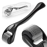 Bartroller 1.5 mm, Dermaroller für Microneedling, Bartroller, Bartwuchs bei Narben, Falten, Haarausfall, Dermaroller Haare mit 540 Edelstahl-Mikronadeln, Haarpflege für Männer & Frauen (Schwarz)