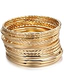 BPTRKOM 12 Stück Armreif Gold Boho - Multi Armband Set für Mädchen Punk Chunky Stapelbar Tag Braut Hochzeit Party Geschichtete für Frauen und Mädchen