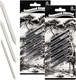 DAVIDJAMESCLARKE 12 Stück Graphitstäbe mit 3 Estüssen, quadratisch komprimierte Kohle zum Basteln, Zeichnen, Skizzieren, Schattieren, für Anfänger und Künstler