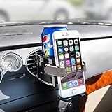 BESTEK Multifunktion Auto Getränkehalter/Becherhalter Handyhalterung geeignet für alle Phone iPhone/Xiaomi/Samsung/Huawei usw, Lüftungshalterung für Kaffeebecher und Getränkedose, Tarnish