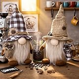 Sunshine smile 2 Stück Kaffee Wichtel,Frühling Sommer Wichtel,Herbstdeko Wichtel,Figuren Frühling Kaffeebar Deko,Figuren Dekoration Frühlingdeko,Bauernhaus Decorations Zubehör für Home Küche