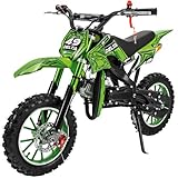 Actionbikes Motors Kinder Mini Crossbike Delta 49cc | 2-Takt 49ccm Motor - Scheibenbremsen - Bis zu 35-40 km/h- Pocket Bike - Motorrad - Motocross - Dirtbike - Enduro (Grün)