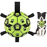 LOTUSWILD Hundeball Hundespielzeug, 15cm Dauerhaft Hundespielzeug Ball mit Griff, Hundeball für Große Kleine und Mittelgroße Hunde - Grün