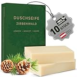 larum sports feste Duschseife Männer Zirbenwald, festes Duschgel, feste Seife Männer für Haare, Körper, Gesicht, festes Shampoo Männer, Seife Herren Naturseife Männer, 10x Bio Seife Stück à 85g