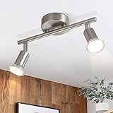 Glitzerlife LED Deckenstrahler 2 Flammig Flurlampe - Deckenleuchte Modern Deckenlampe GU10 Deckenspot Schwenkbar 330° Drehbar Spot Strahler Edelstahl Flur Wohnzimmer Schlafzimmer Ohne Leuchtmittel