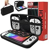 Orzly Tragetasche Kompatibel mit Nintendo Switch und New Switch OLED-Konsole - Schwarze schützende Hülle, harte tragbare Reisetasche mit Taschen für Zubehör und Spiele