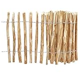 Staketenzaun Holzzaun 120cm Höhe, Teichumrandung Haselnuss, Zaun 5m Länge, Gartenzaun, 3-4cm Lattenabstand, Staketen witterungsbeständig